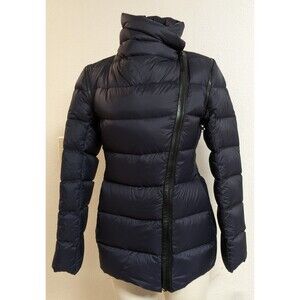 Wmn’s MACKAGE Toronto Qeren Leather Trim Down Convertible Navy Blue Vest Coat SM